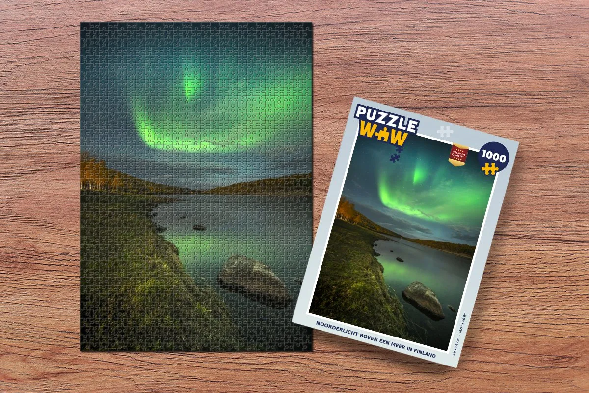 PuzzleWow Noorderlicht Finland Legpuzzel 1000 Stuks - Multicolor