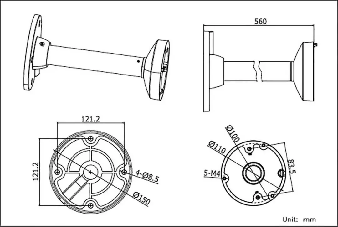 Hikvision DS-1271ZJ-110 Plafondhouder - Ø110mm - Wit - afbeelding 3 van 6