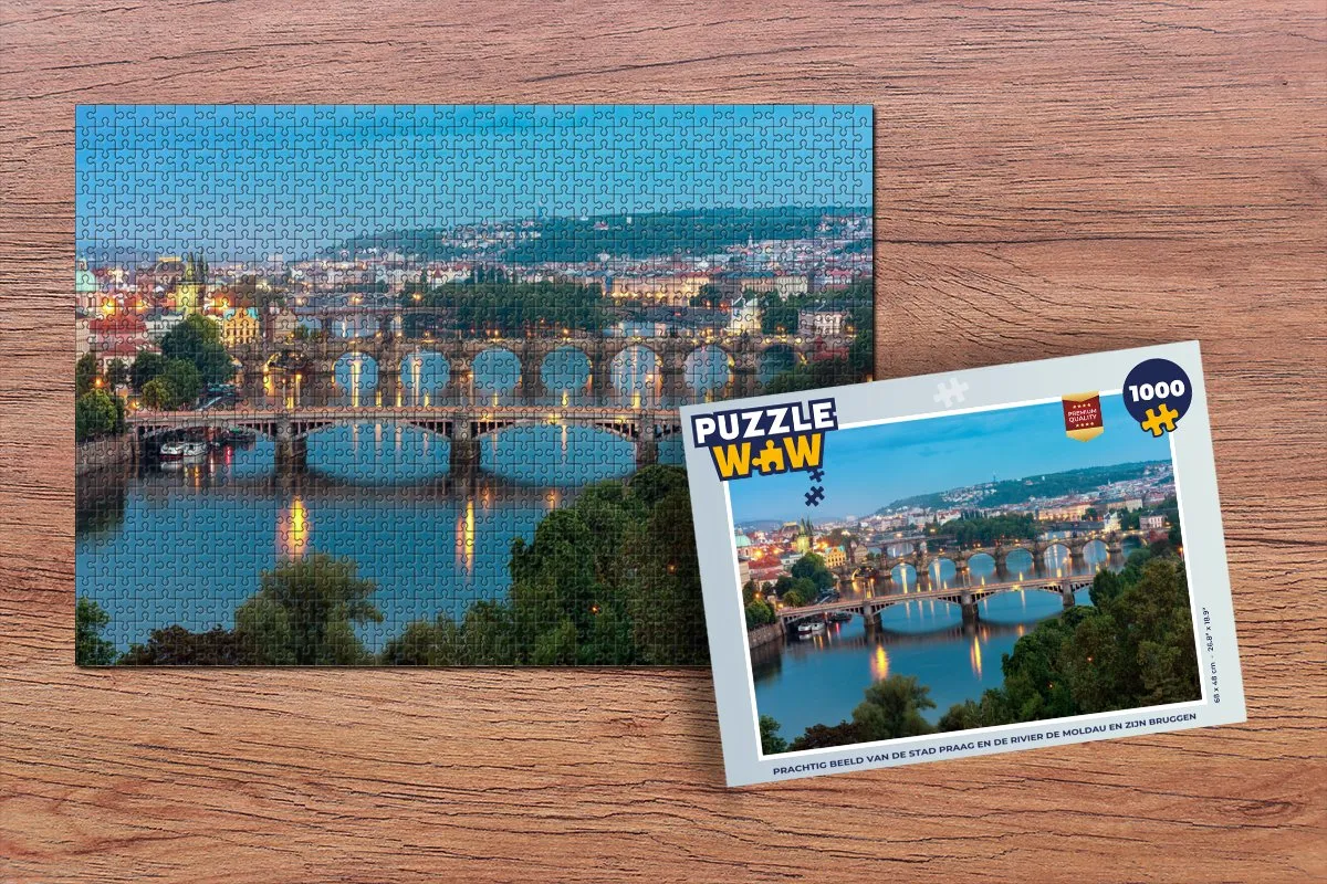 PuzzleWow Praag en Moldau Legpuzzel 1000 Stuks - Multicolor