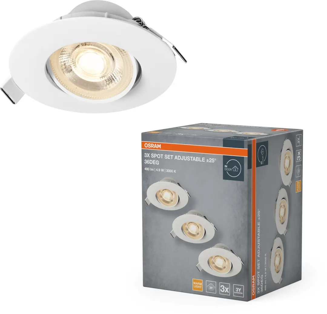 LED Spot Set Recess Adjustable Plastic 4.9W 830 36° White