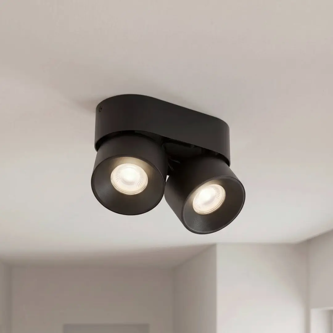 PRIOS Downlight 2-lichts GU10 - 10W - Zwart - afbeelding 2 van 6