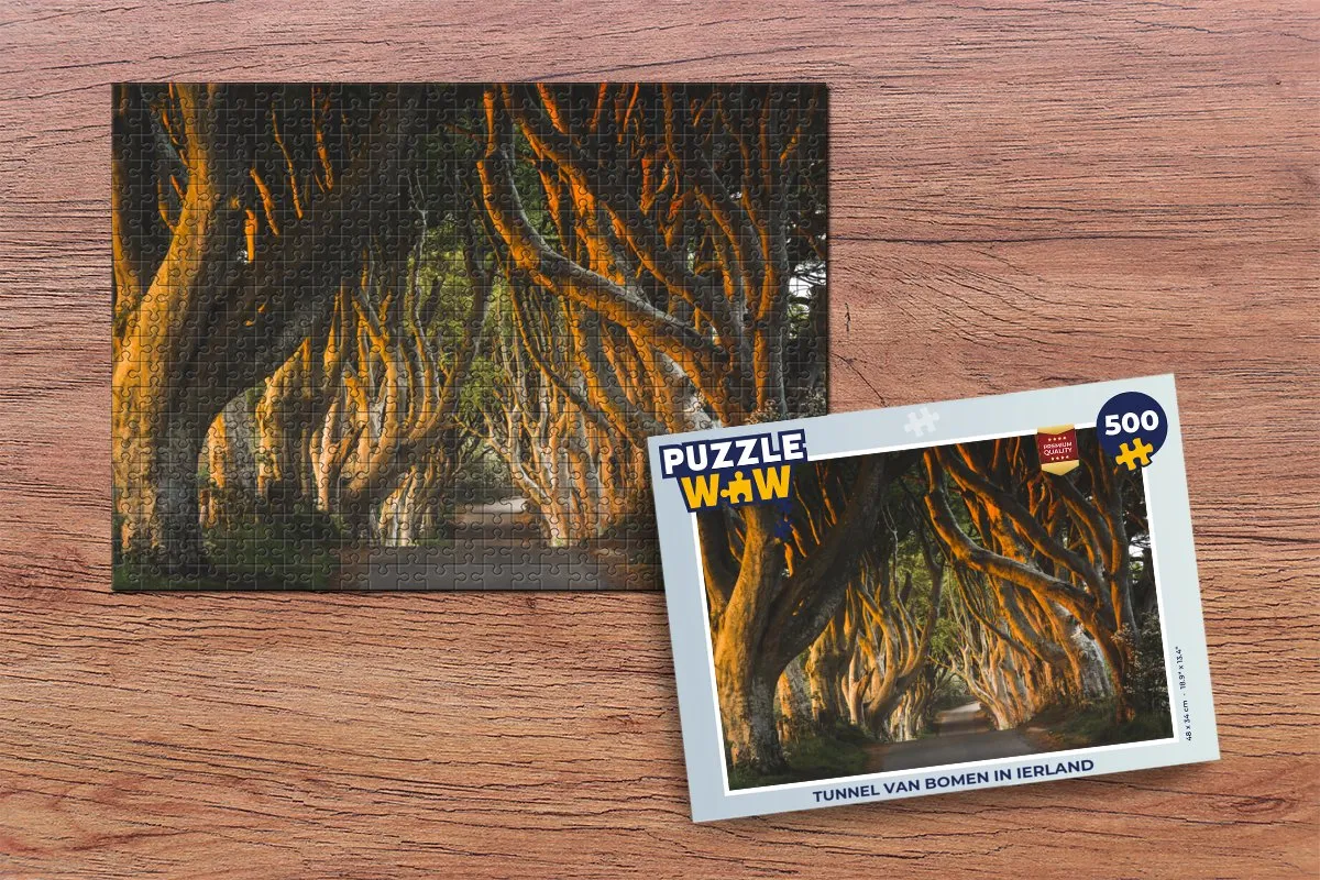 PuzzleWow Legpuzzel 500 Stuks - Tunnel van bomen in Ierland Multicolor