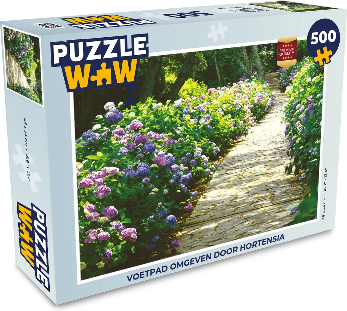 PuzzleWow Legpuzzel Voetpad Hortensia 500 Stuks - Multicolor