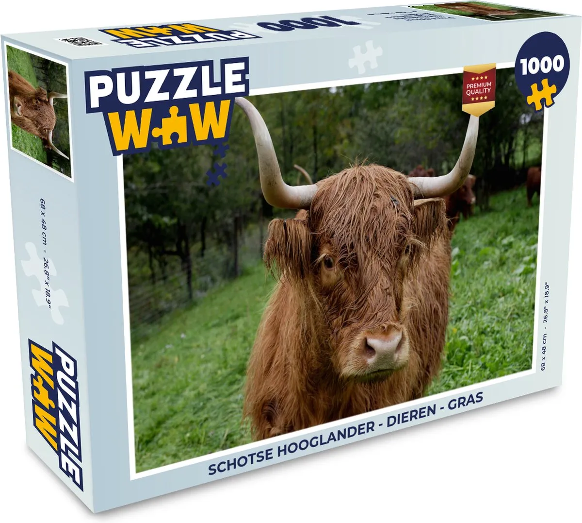 PuzzleWow Schotse Hooglander Legpuzzel 1000 Stuks - Multicolor