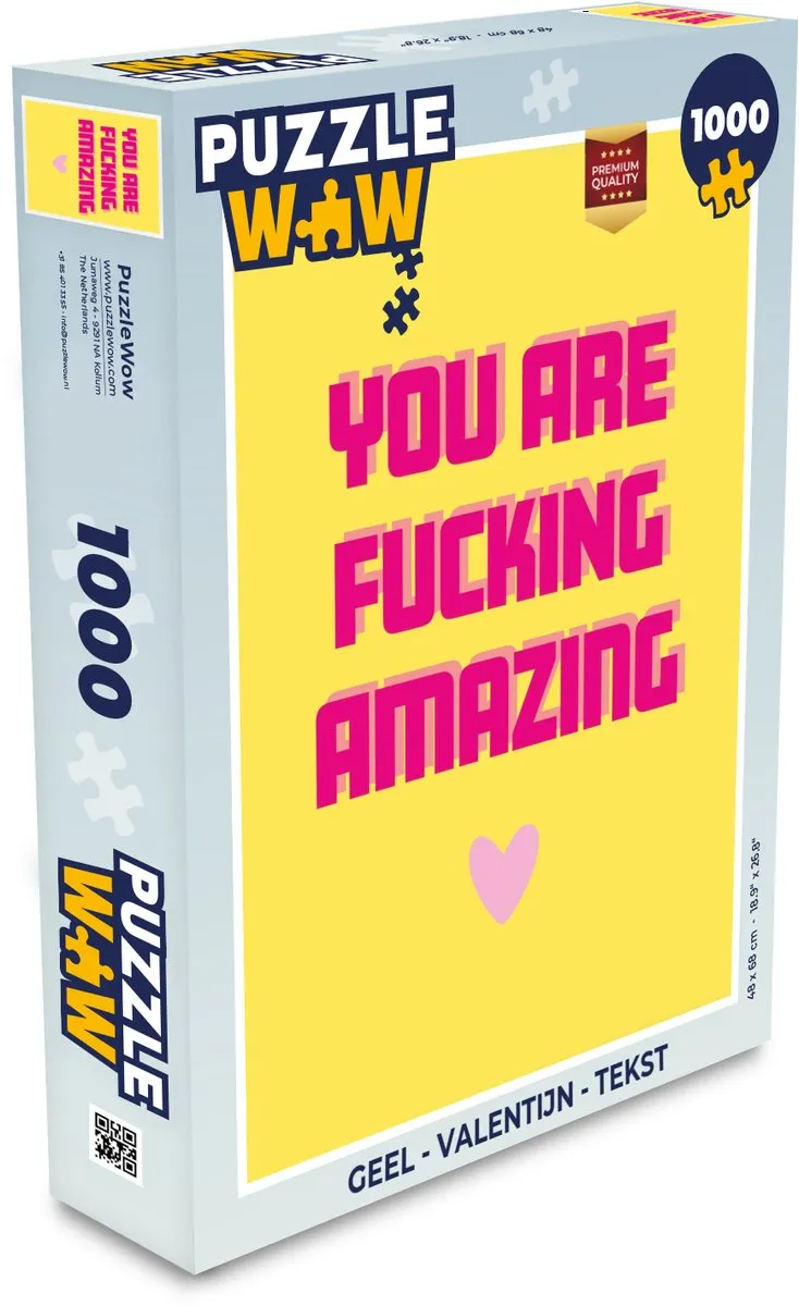 PuzzleWow Valentijn Tekst Legpuzzel 1000 Stuks
