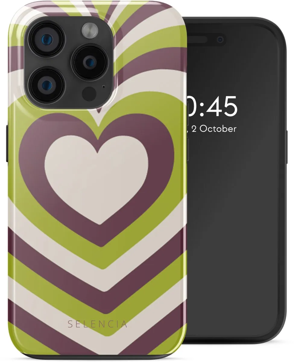 Selencia Hoesje iPhone 15 Pro Double Hearts Plum Fern