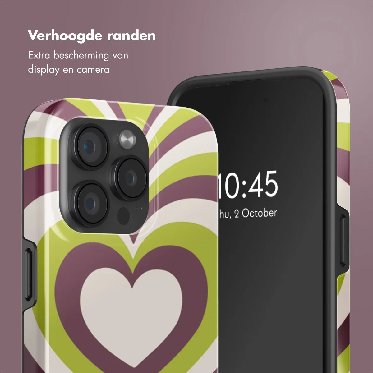 Selencia Hoesje iPhone 15 Pro Double Hearts Plum Fern - MagSafe