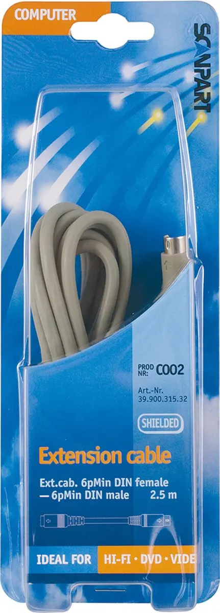 Verlengkabel 6Pmini(M)-(F) 2 5M