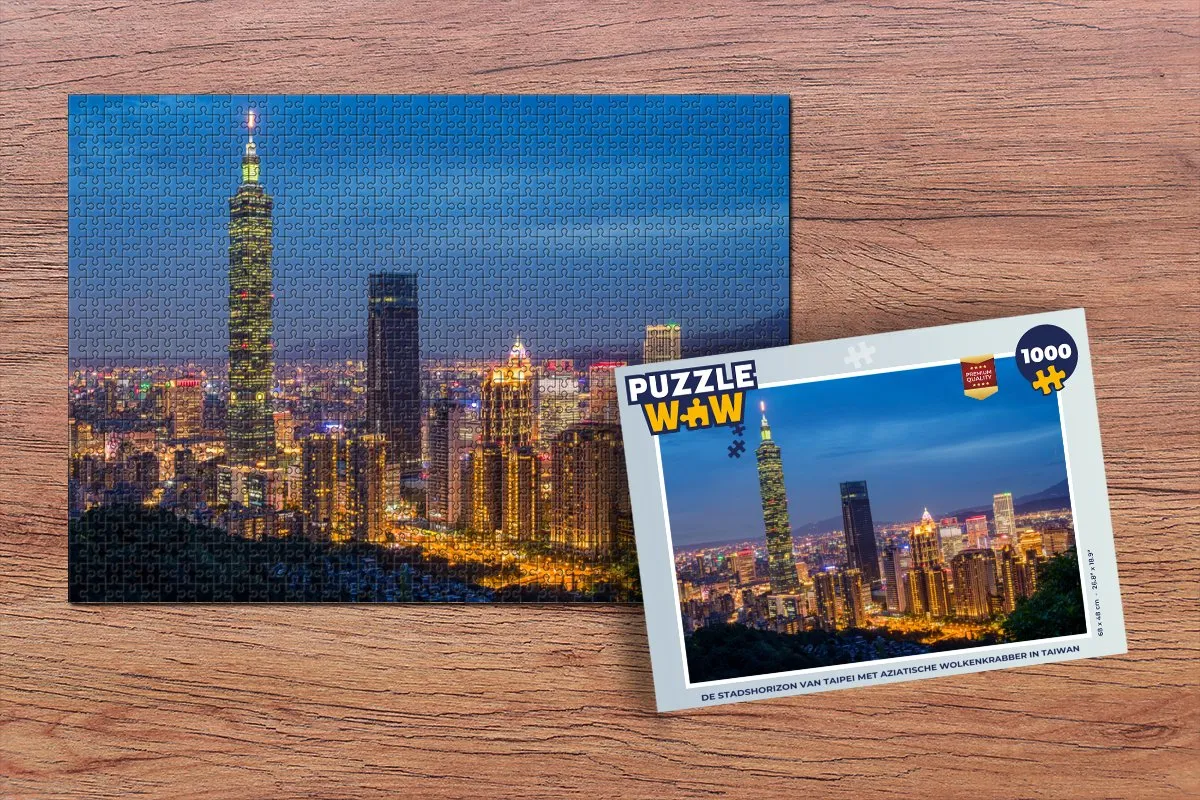 PuzzleWow Taipei Wolkenkrabber Legpuzzel 1000 Stuks - Multicolor