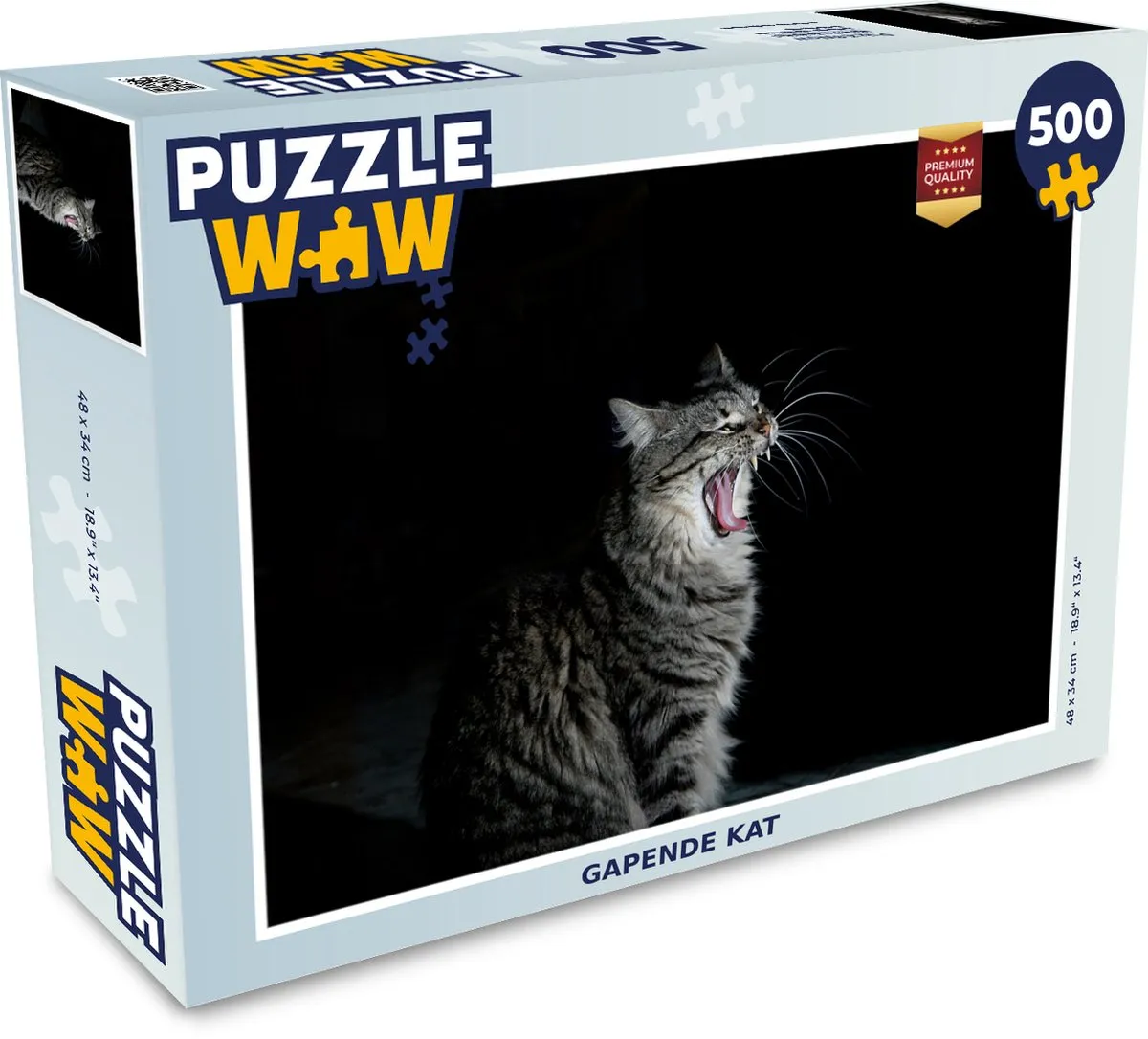 PuzzleWow Gapende Kat Legpuzzel 500 Stuks