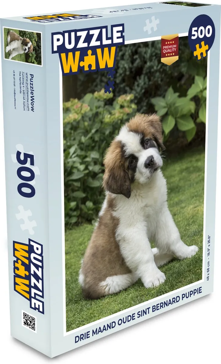 PuzzleWow Legpuzzel Drie Maand Oude Sint Bernard Puppy 500 Stuks