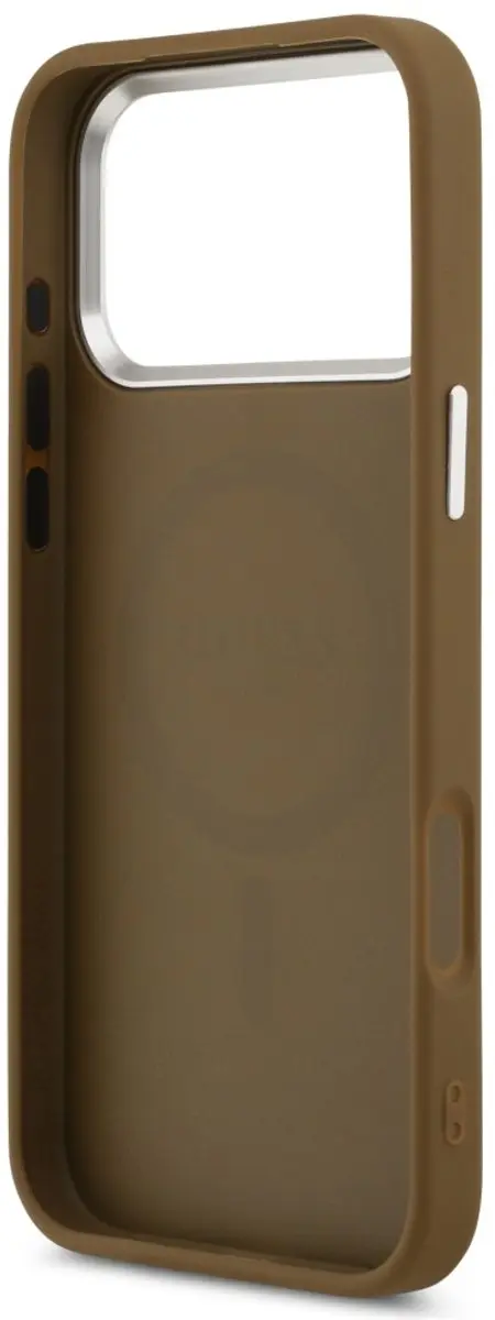 GUESS Triangle Logo Back Case Eco-Leather - iPhone 17 Pro - Bruin