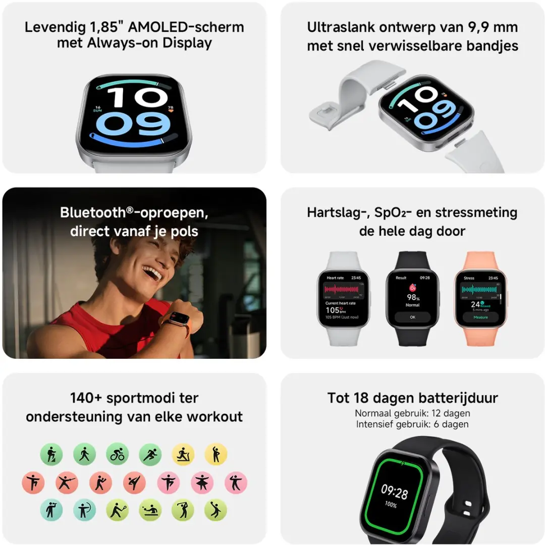 Xiaomi Redmi Watch 6 Active 1,85" AMOLED - 470mAh - Zwart