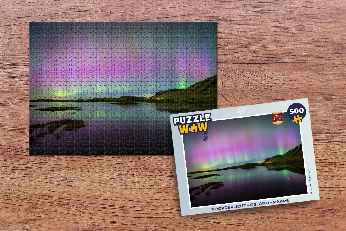 PuzzleWow Noorderlicht IJsland Legpuzzel 500 Stuks - Paars