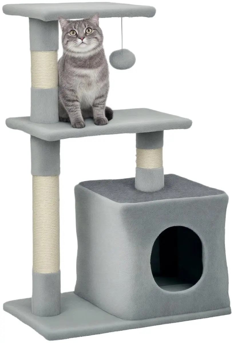 PawHut Kattenkrabpaal van spaanplaat met pluche