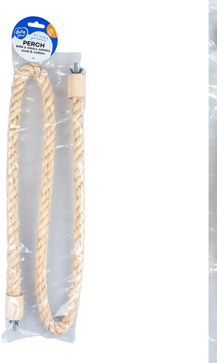 Duvo+ Zitstok katoen & sisal beige voor vogels en knaagdieren