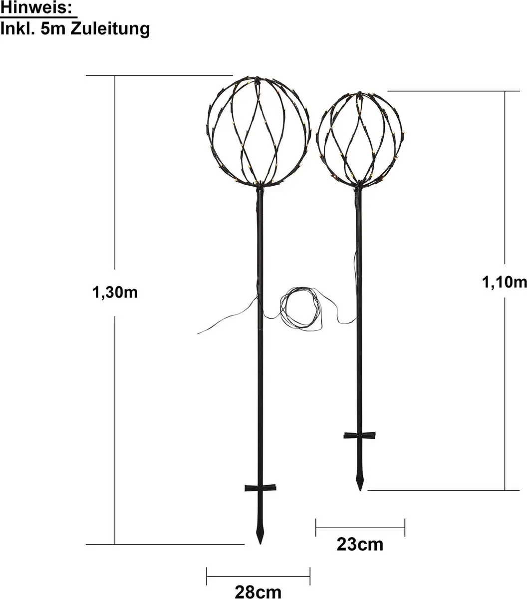 Star Trading LED-decoratiebol 2 Stuks - Zwart