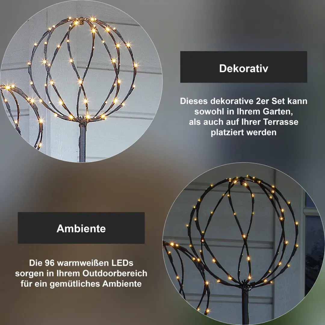 Star Trading LED-decoratiebol 2 Stuks - Zwart