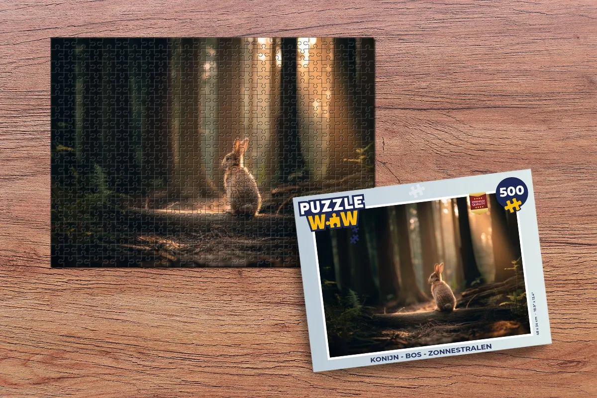 PuzzleWow Konijn - Bos - Zonnestralen Puzzel - 1000 Stuks