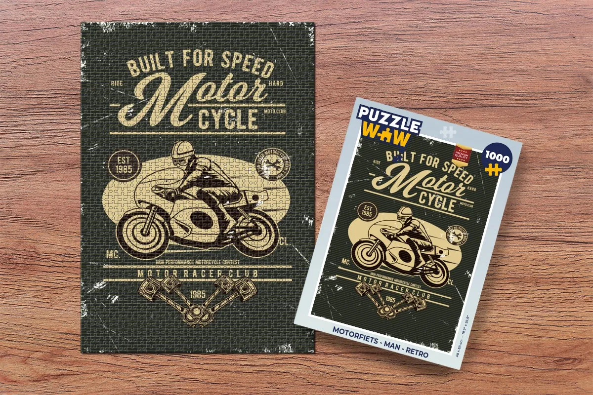 PuzzleWow Motorfiets Retro Legpuzzel 1000 Stuks - Multicolor