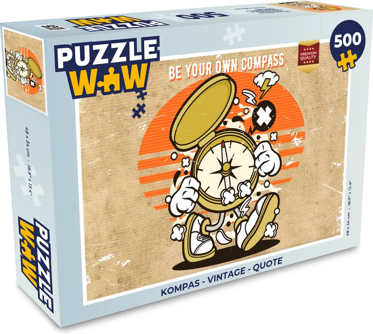 PuzzleWow Kompas Vintage Legpuzzel 500 Stuks