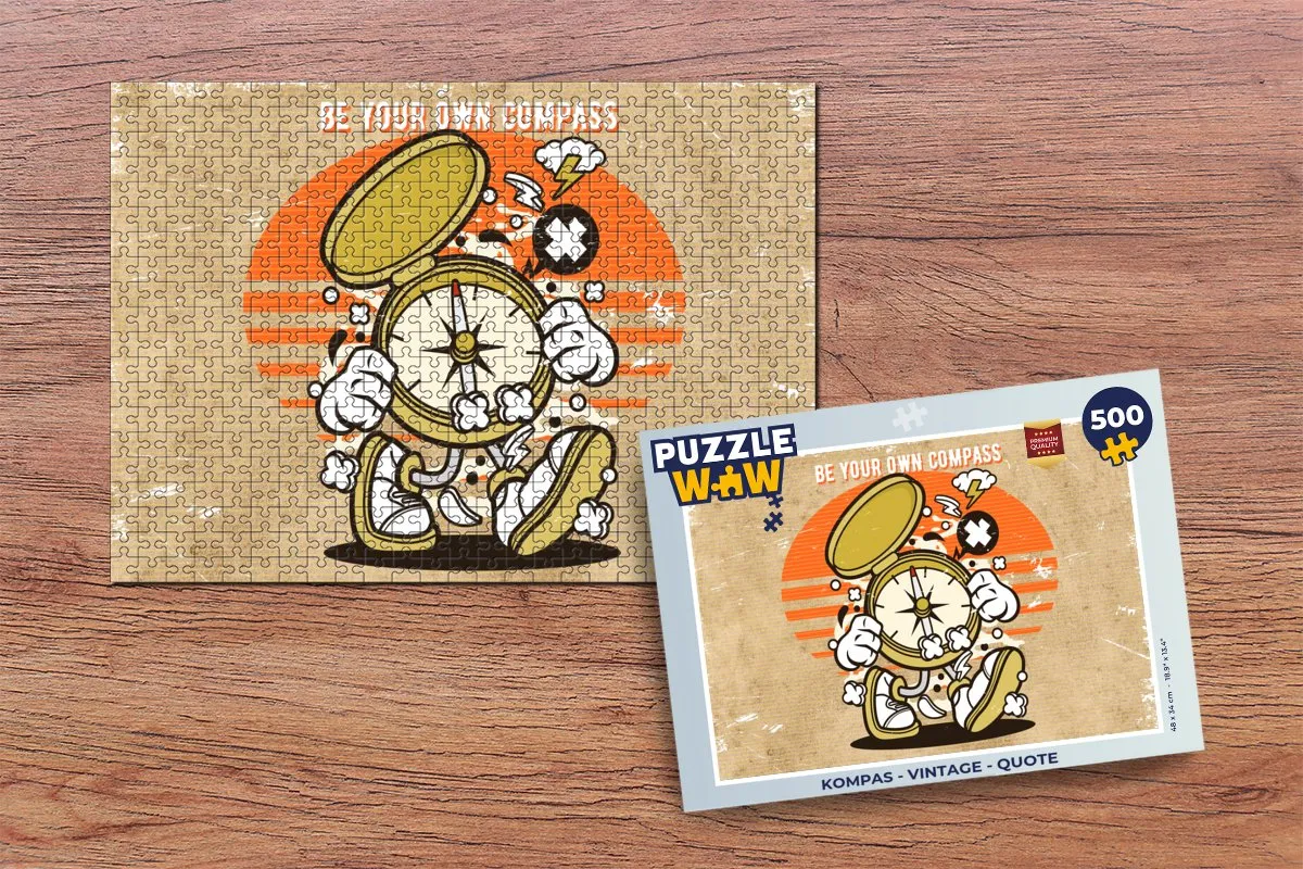 PuzzleWow Kompas Vintage Legpuzzel 500 Stuks - Multicolor