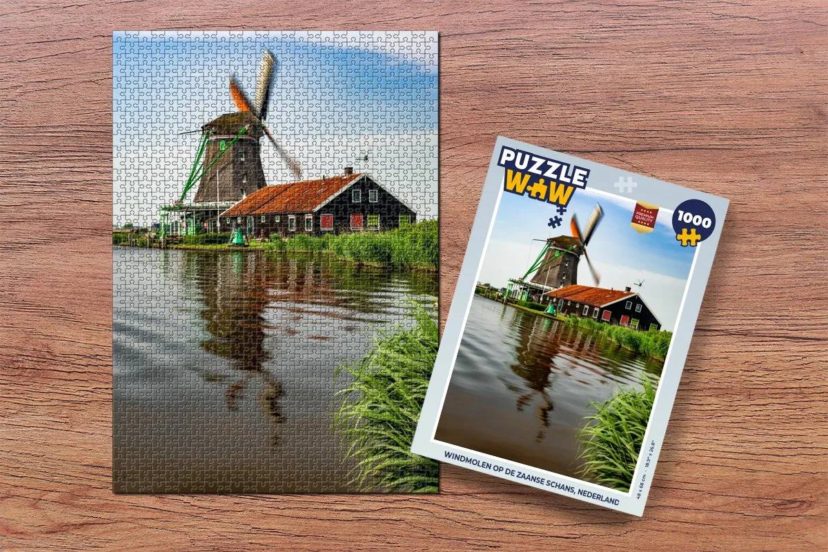 PuzzleWow Windmolen op de Zaanse Schans Legpuzzel 1000 Stuks - Multicolor