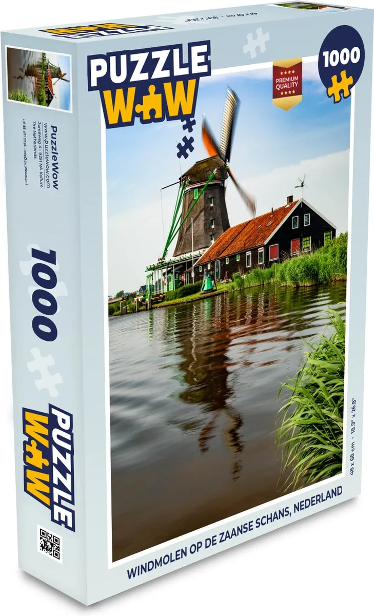 PuzzleWow Windmolen op de Zaanse Schans Legpuzzel 1000 Stuks