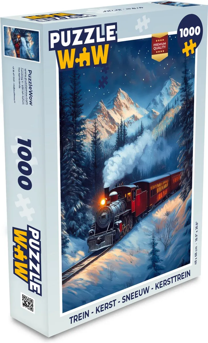 PuzzleWow Kersttrein Legpuzzel 1000 Stuks - Stoomtrein