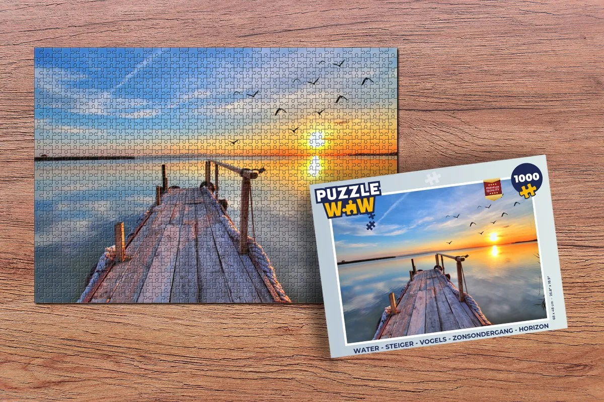 PuzzleWow Legpuzzel 1000 Stuks - Steiger Vogels Zonsondergang - Multicolor