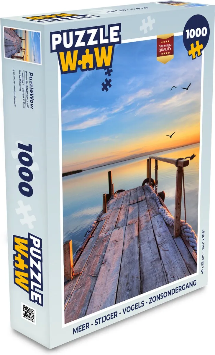 PuzzleWow Legpuzzel 1000 Stuks - Steiger Vogels Zonsondergang - Multicolor