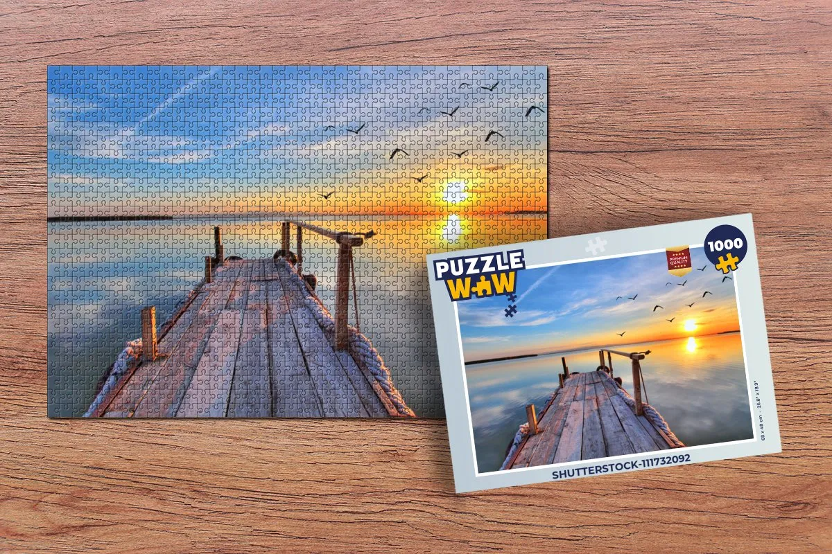 PuzzleWow Legpuzzel 1000 Stuks - Steiger Vogels Zonsondergang - Multicolor