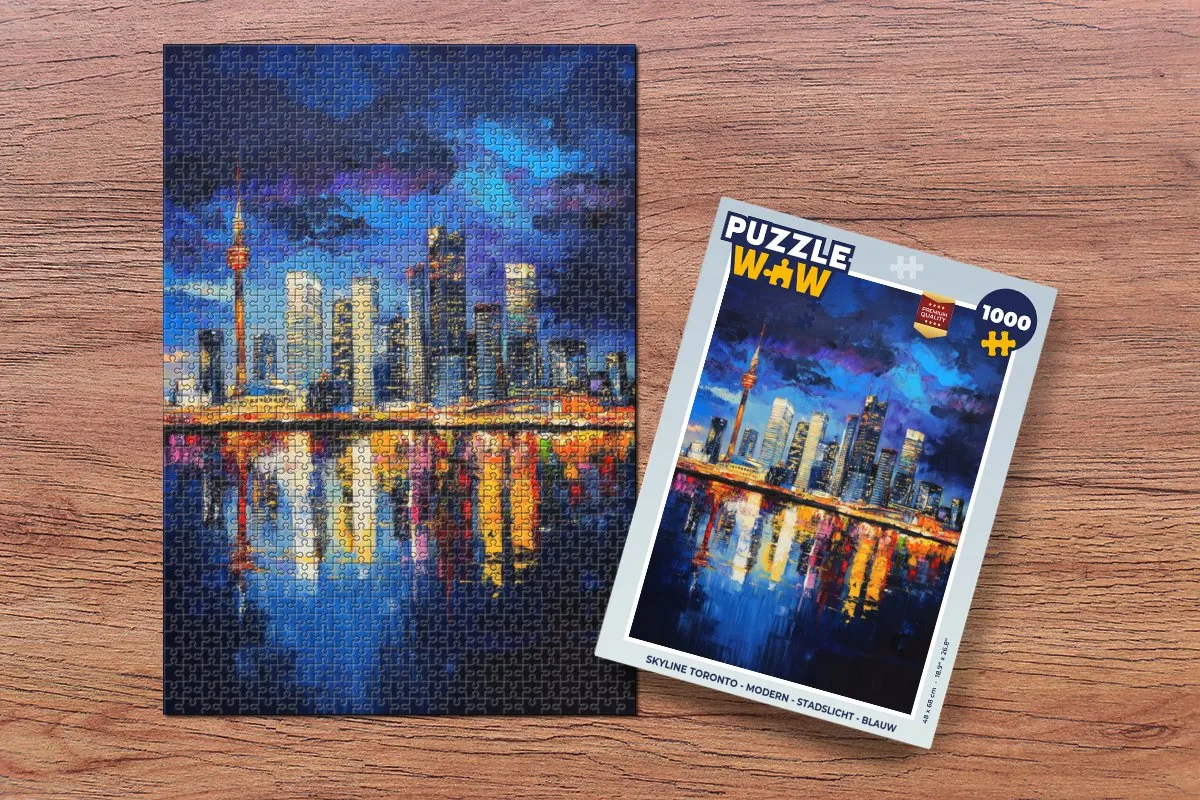 PuzzleWow Skyline Toronto Legpuzzel 1000 Stuks - Blauw