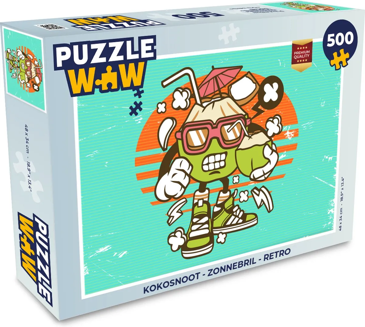 PuzzleWow Kokosnoot Zonnebril Legpuzzel 500 Stuks