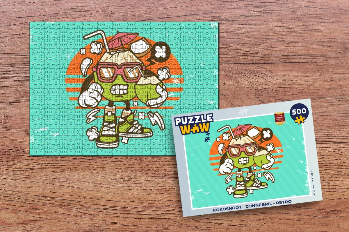 PuzzleWow Kokosnoot Zonnebril Legpuzzel 500 Stuks - Multicolor