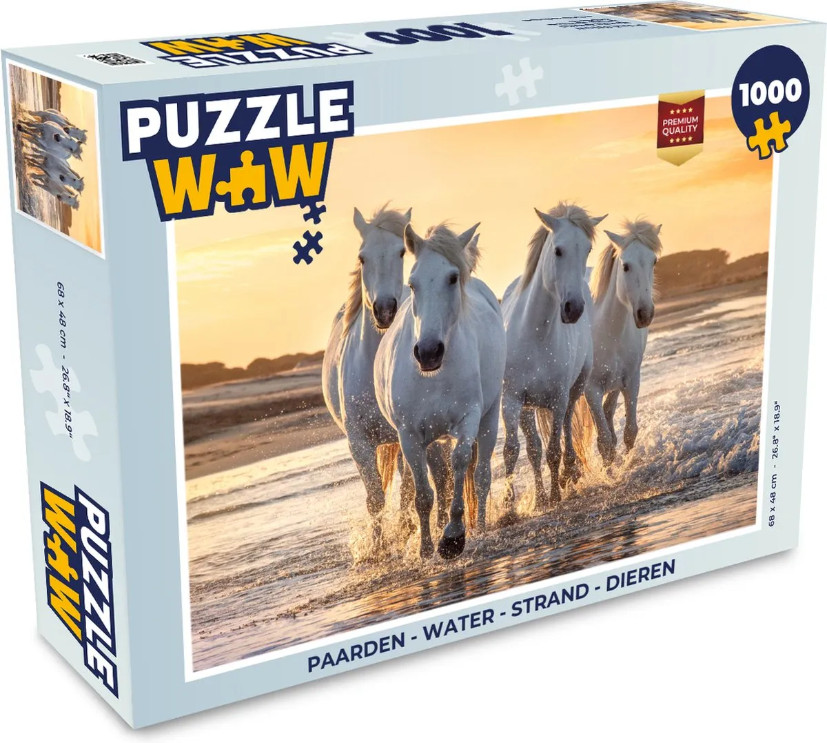 PuzzleWow Legpuzzel 1000 Stuks - Paarden & Strand - Multicolor