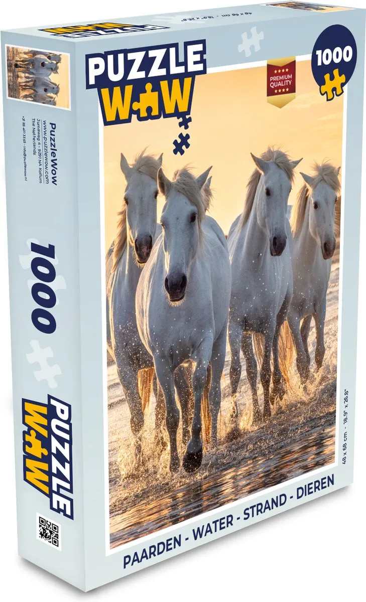 PuzzleWow Legpuzzel 1000 Stuks - Paarden & Strand - Multicolor