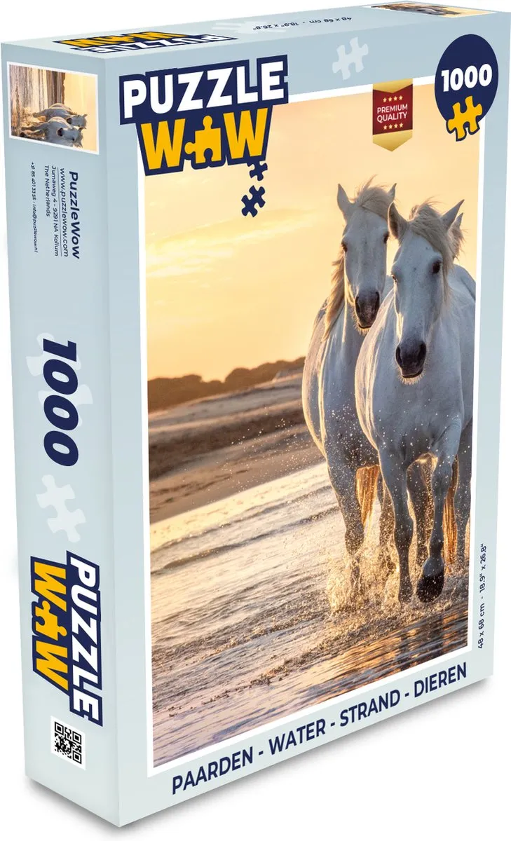PuzzleWow Legpuzzel 1000 Stuks - Paarden & Strand - Multicolor