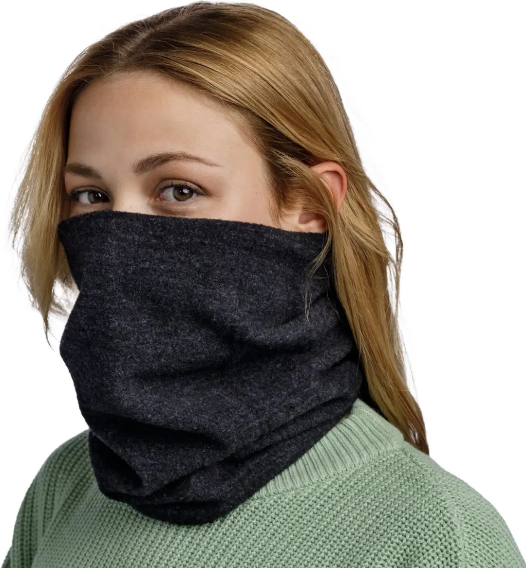 Buff Merino Fleece Nekwarmer - Zwart