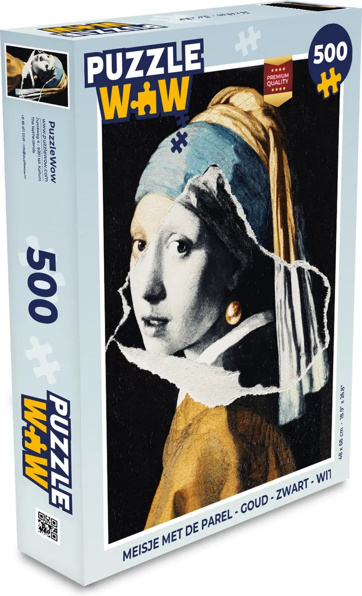 PuzzleWow Meisje met de parel Legpuzzel 500 Stuks - Multicolor