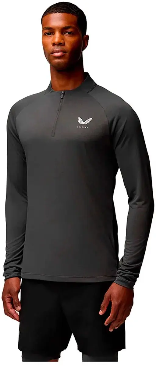 Castore Flow Breathable Half Rits Lange Mouw T-shirt Grijs M Man