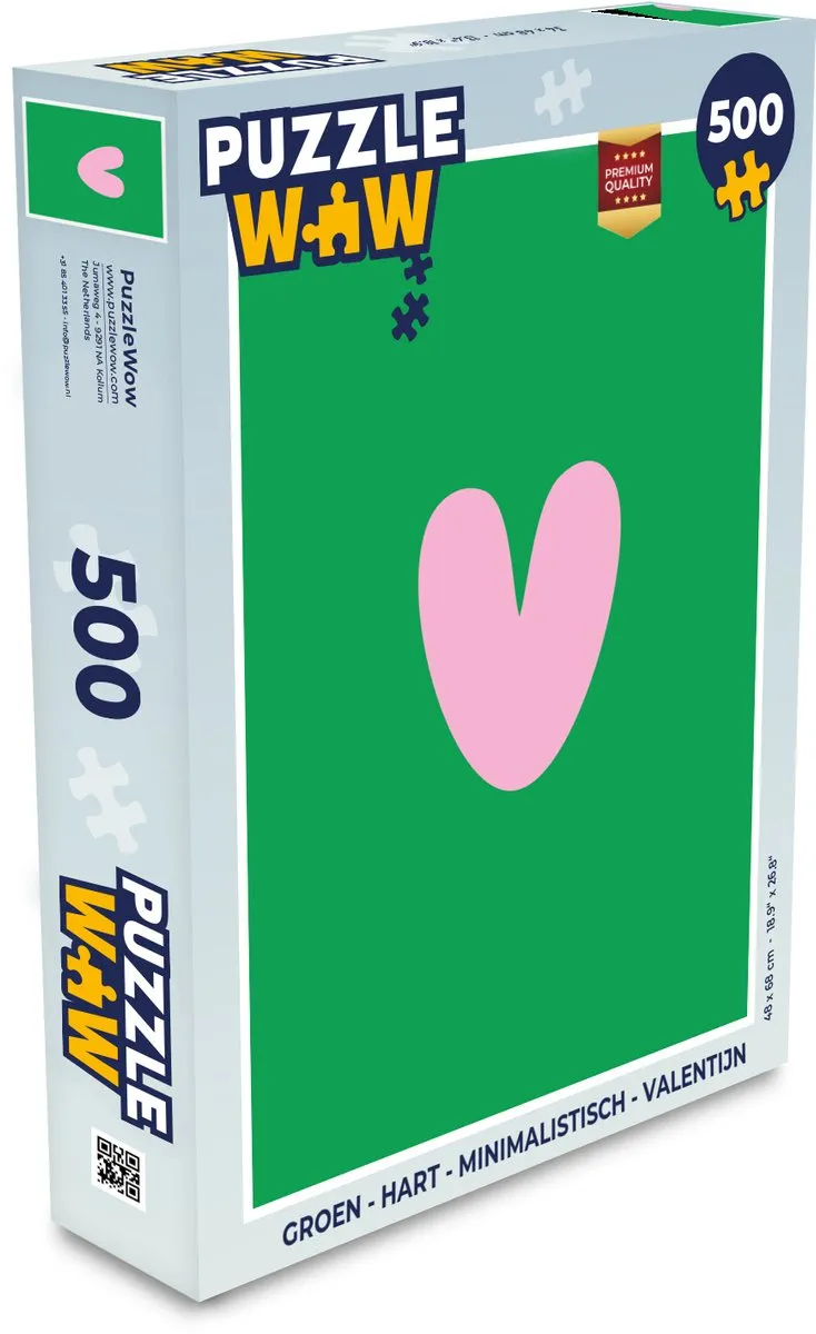 PuzzleWow Legpuzzel Hart Groen 500 Stuks