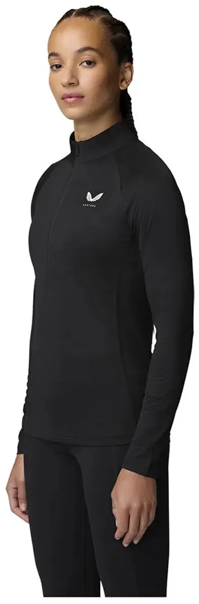 Castore Cfe41039 Half Rits Lange Mouw T-shirt Zwart M Vrouw