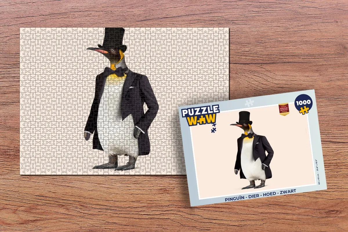 PuzzleWow Pinguïn Legpuzzel 1000 Stuks - Colbert - Multicolor