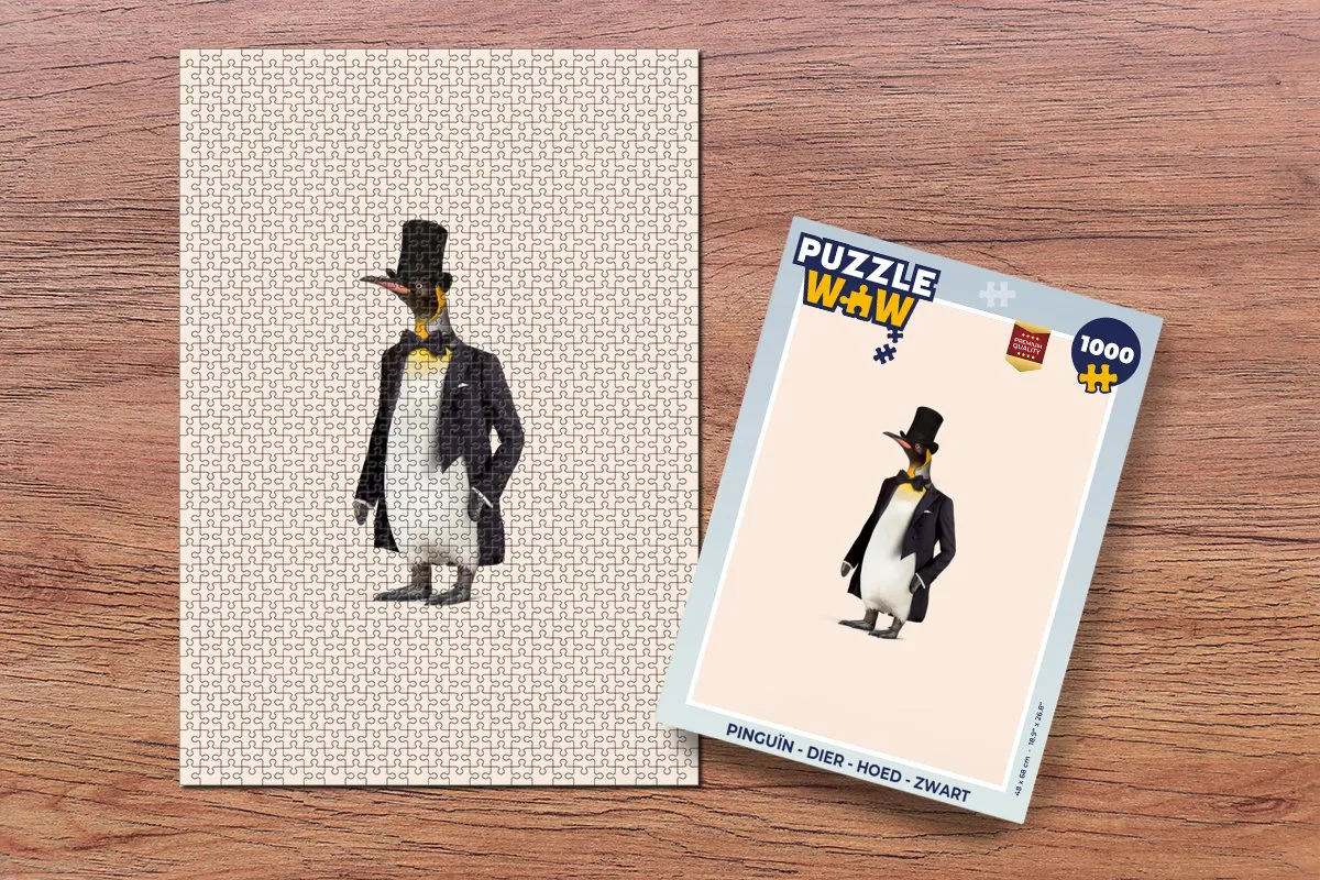 PuzzleWow Pinguïn Legpuzzel 1000 Stuks - Colbert - Multicolor