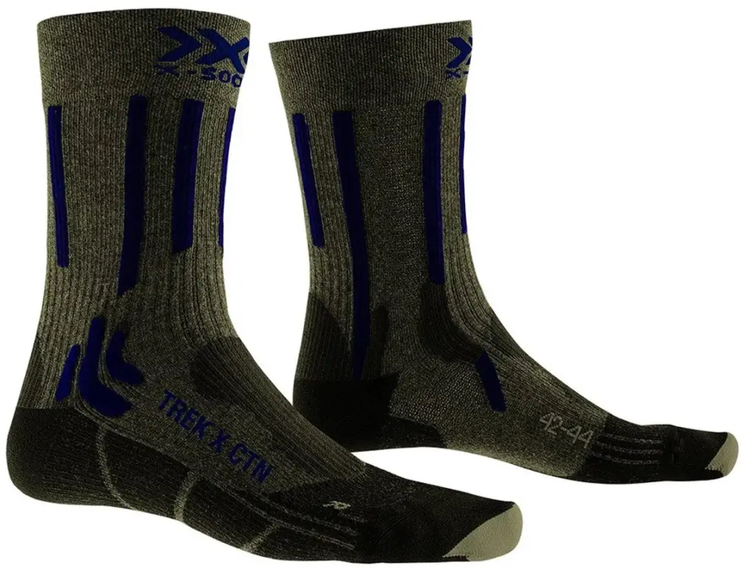 X-Socks Trek X Cotton Mens Socks - Blue/Green - 39-41