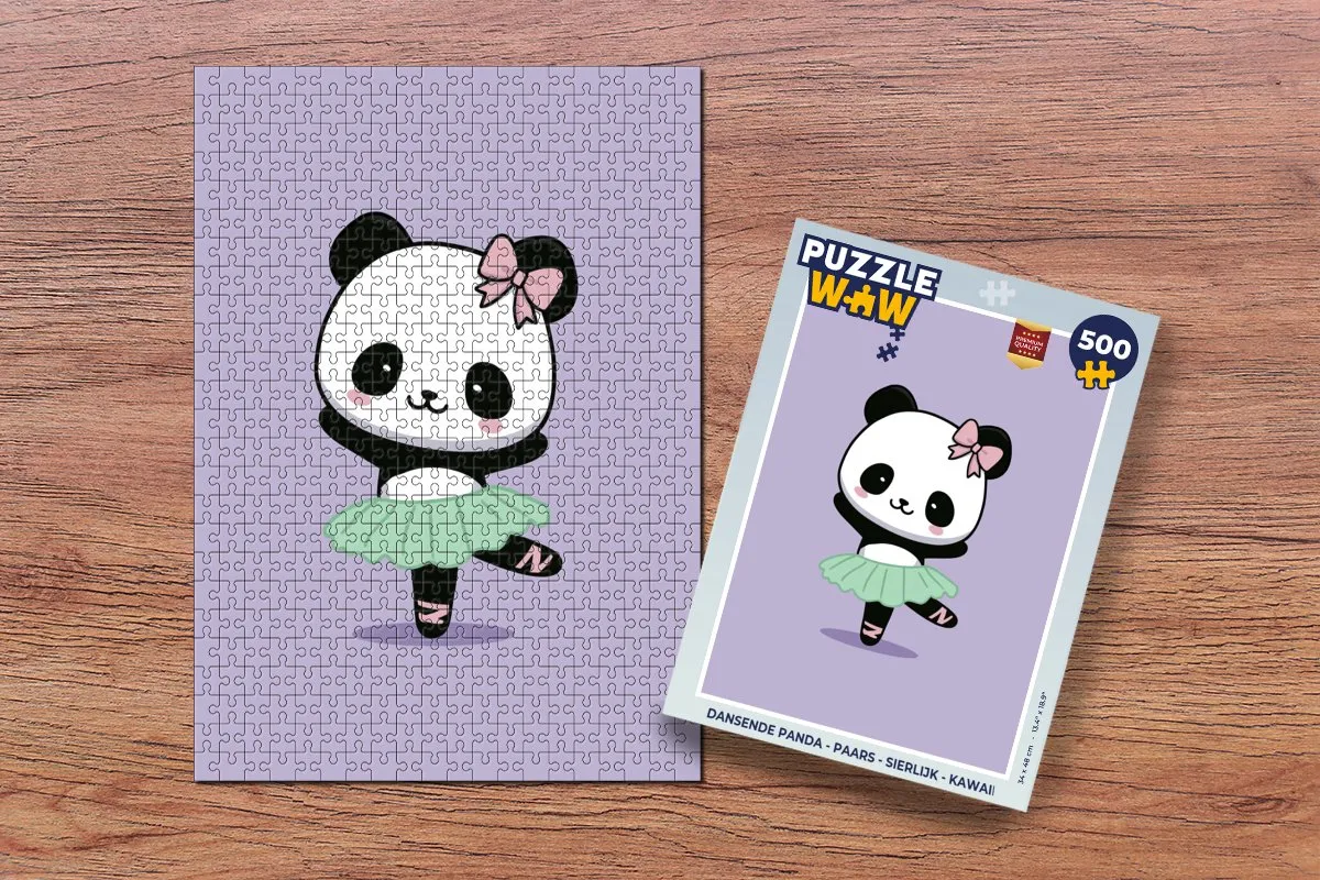 PuzzleWow Dansende Panda Legpuzzel 500 Stuks - Paars