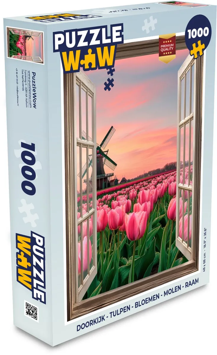 PuzzleWow Doorkijk Tulpen Legpuzzel 1000 Stuks