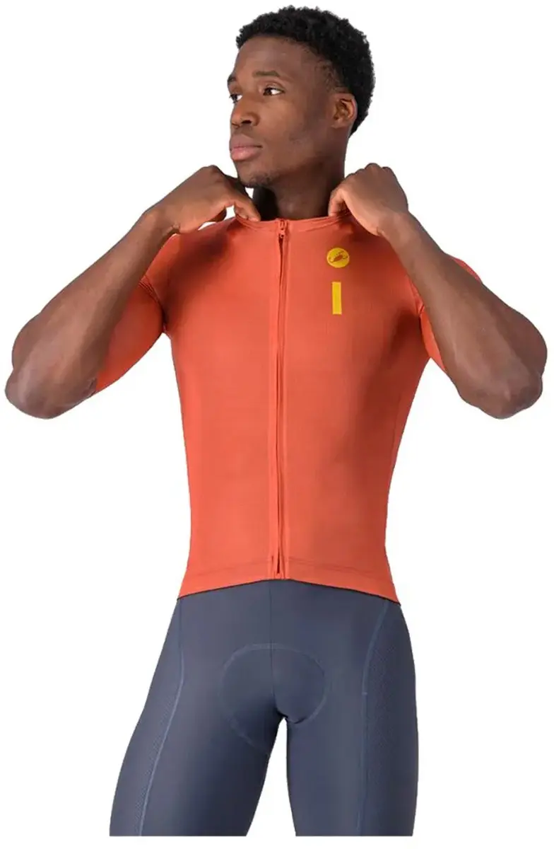 Castelli Drittone Logo Korte Mouw Wielertrui Oranje XL Man