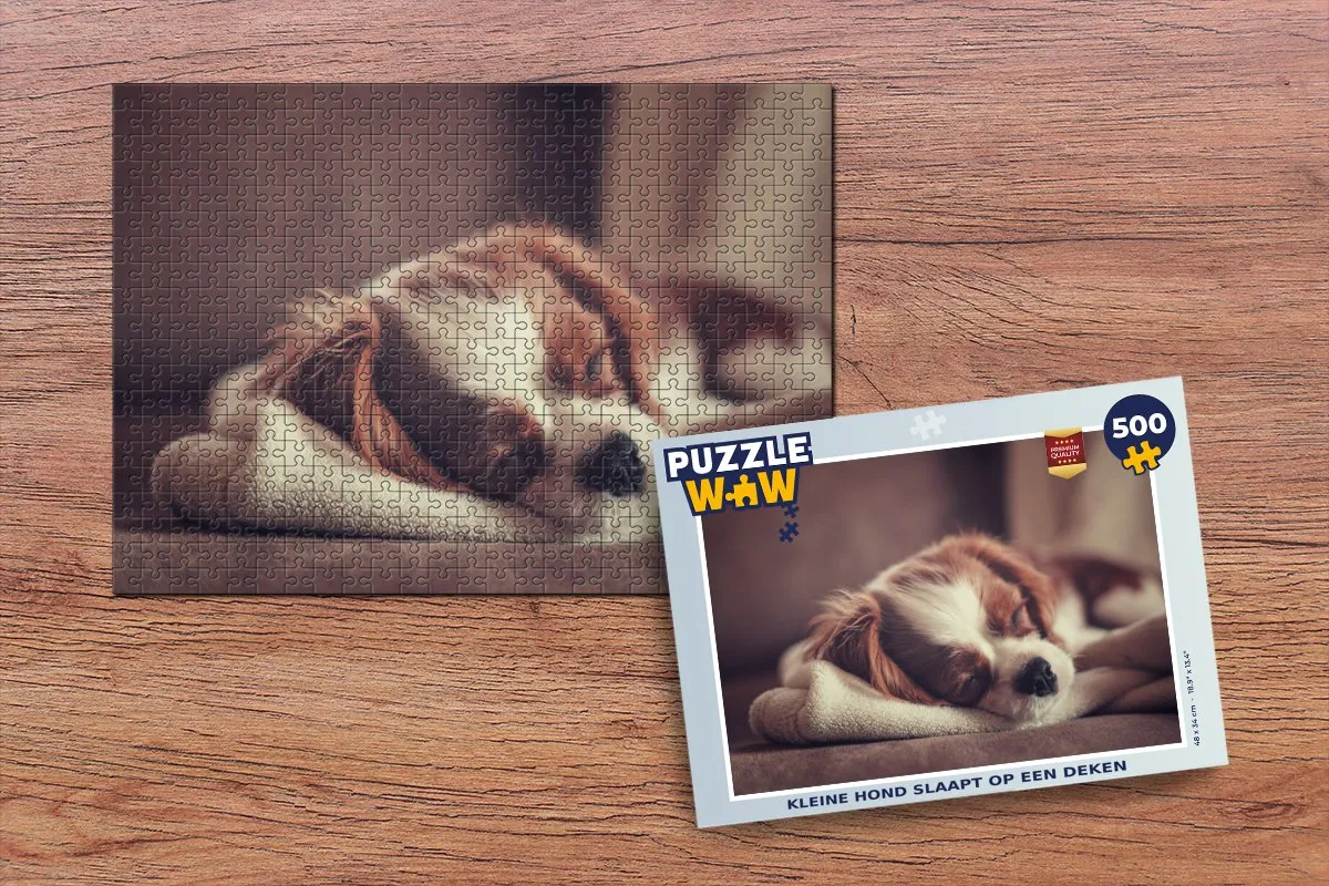 PuzzleWow Legpuzzel Kleine Hond op Deken 500 Stuks - Multicolor